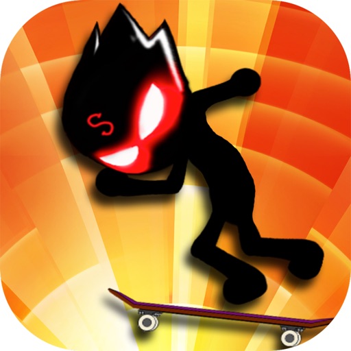 Stick man skateboard figure icon