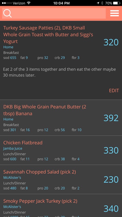 Food For Me - Personal Menu