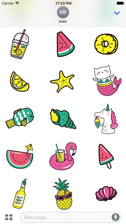 Adorable Summer Party Cat & Unicorn Stickers