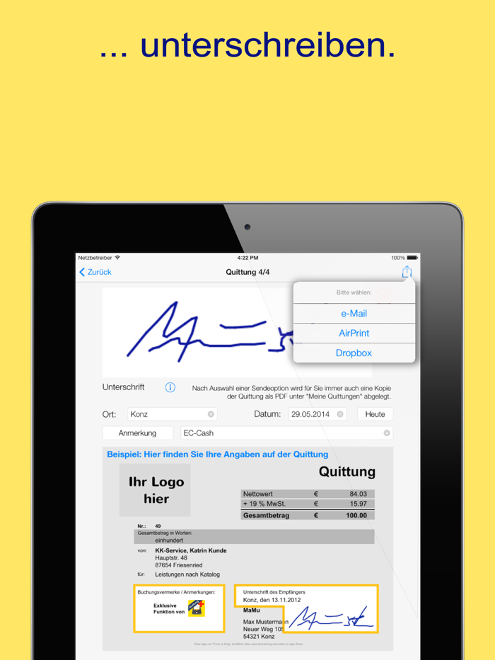 Quittung PLUS - Der Quittungsblock.