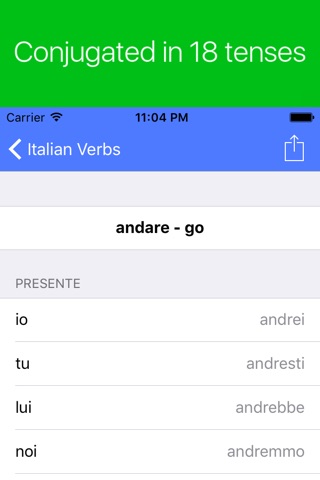 Italian Verb Conjugator Pro screenshot 3