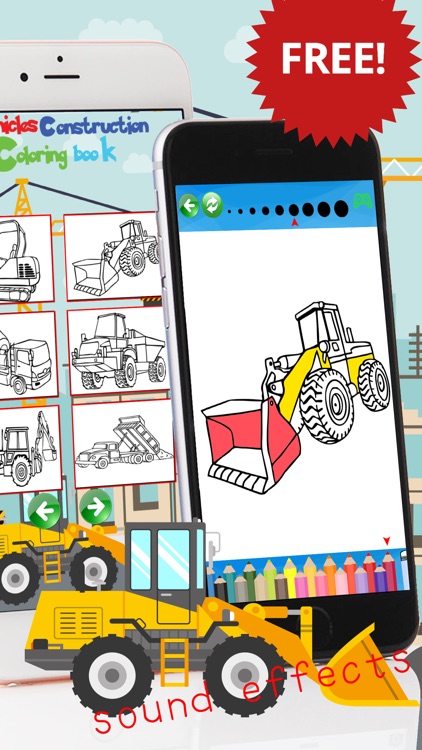 Vehicles Construction Coloring book game For kids