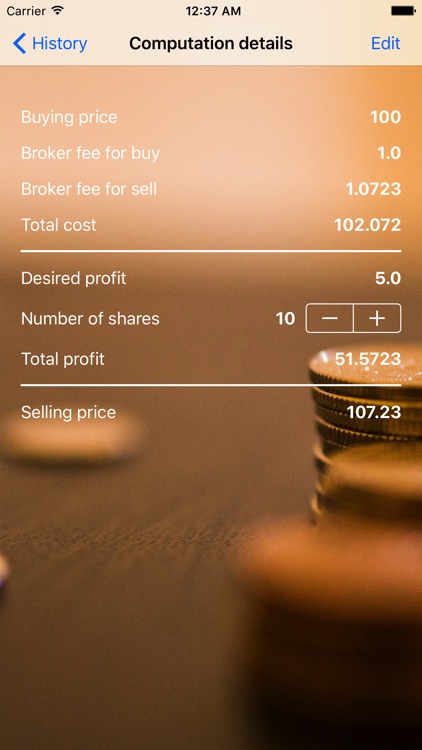 Stock profit margin calculator