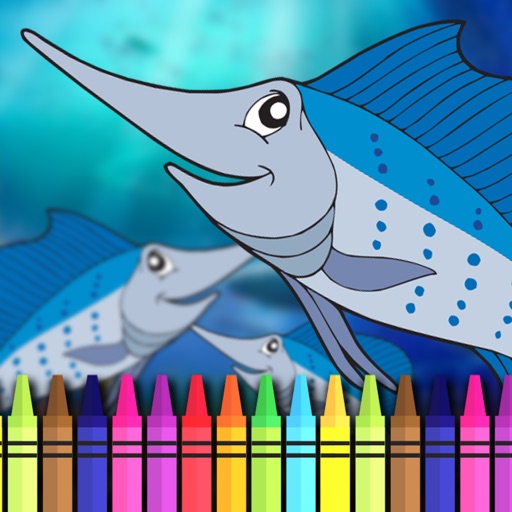 Aquatic Coloring E-Book-Ocean Animals Paint Pages Icon