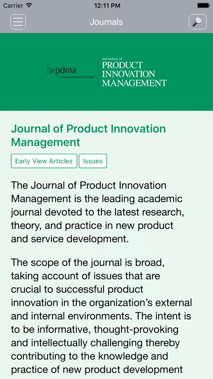 Jnl of Product Innovation Mgmt