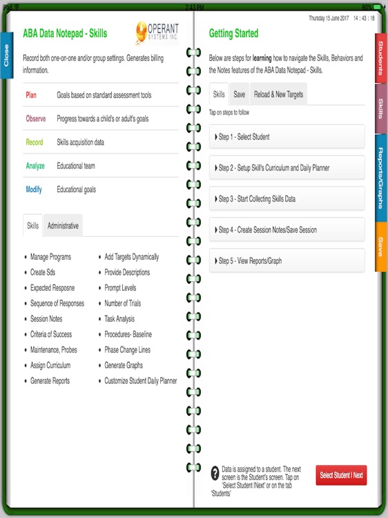 ABA Data NotePad - Skills