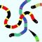 In this game you are given an arrangement of board pieces and your job is to move the pieces around so that they connect side-to-side to make a "snake", one long chain of pieces with no "legs"