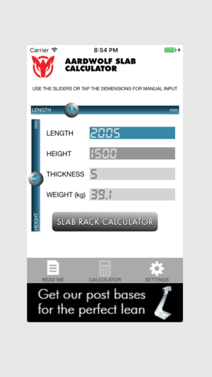 Slab Rack Calculator