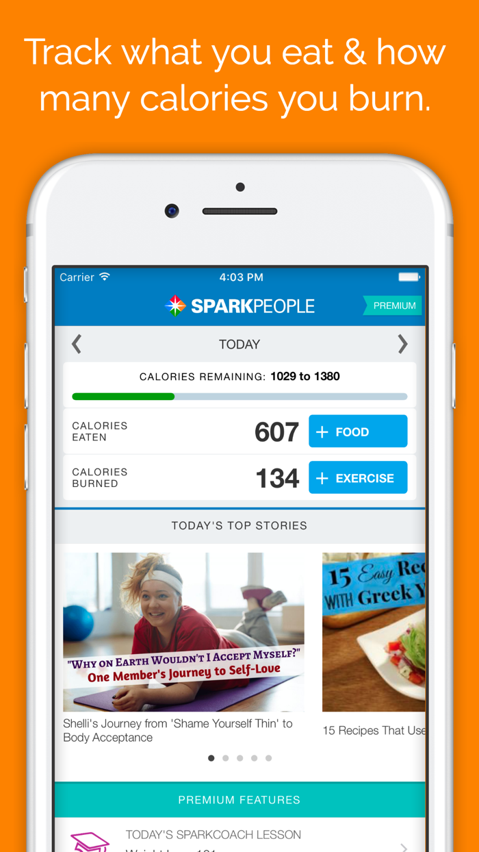 SparkPeople Calorie Tracker