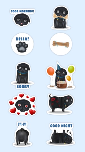 Black Pug Emoji Stickers(圖3)-速報App