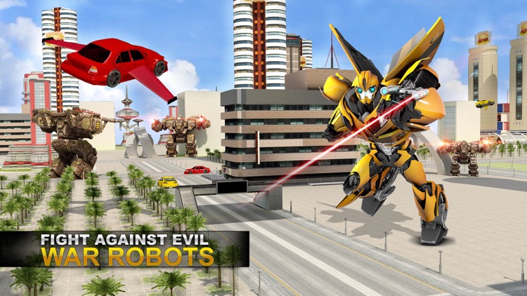 Future Flying Super Car: Robot Fighter Stunts 3D screenshot-3