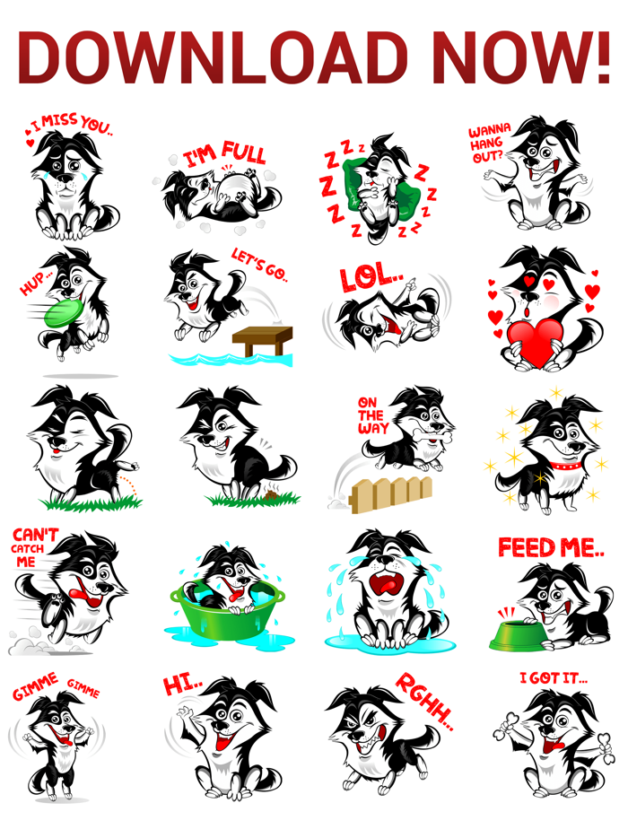 CollieMoji - Border Collie Stickers and Emojis