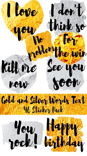 Gold and Silver Words Text Sticker Pack(圖2)-速報App