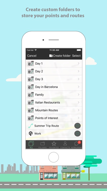 GOAZ: Social app for GPS navigation. Search places