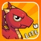 Young angry dragons fighting against bad green goblins for their freedom