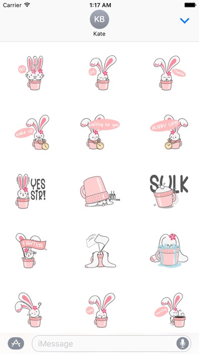 Lovely Bunny in A Cup Sticker screenshot 2