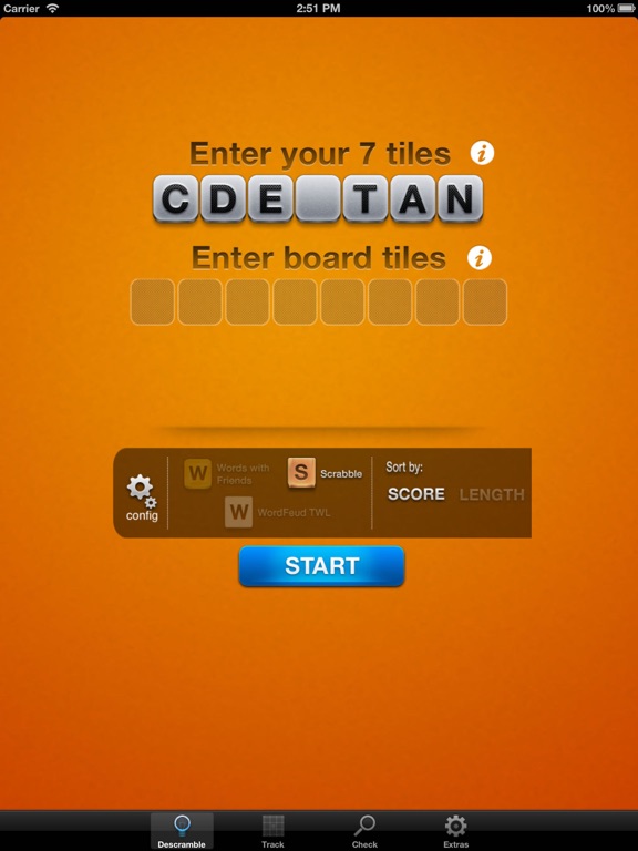 Descrambler - unofficial word game solver for SCRABBLE®, Words with Friends and Wordfeud crossword games screenshot