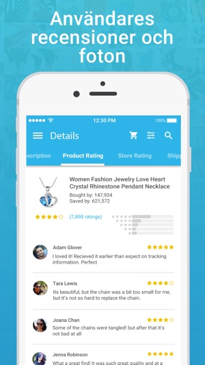 Wish roligare shopping i app store