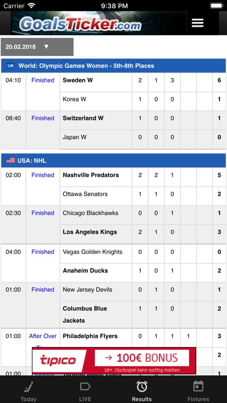 livescore football results