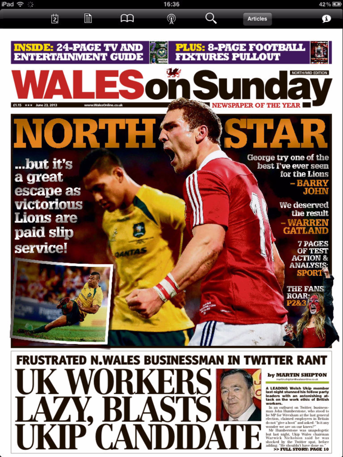 Wales on Sunday Newspaper