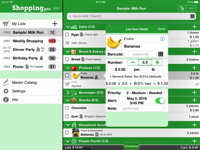 Ping Pro Grocery List On The Ping Pro Grocery List On The