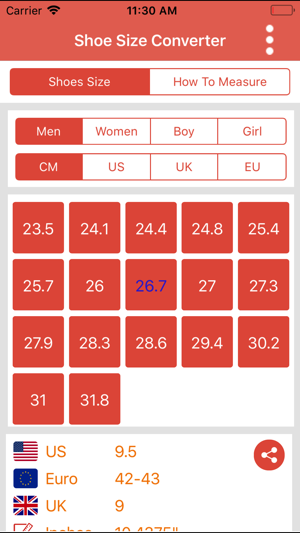 Shoe Sizing Chart(圖3)-速報App