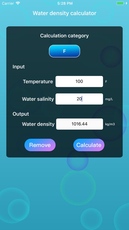 Water density calculator