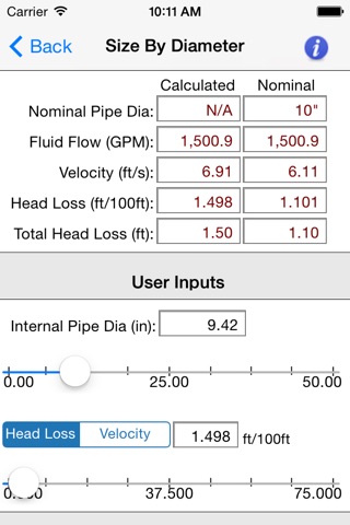 HVAC Pipe Sizer - Liquid screenshot 3