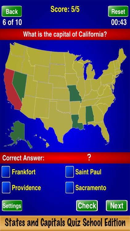 States and Capitals Quiz School Edition