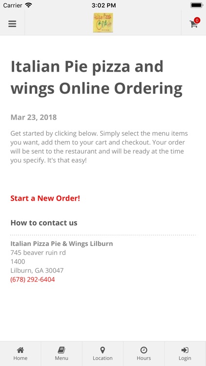 Italian Pie pizza and wings