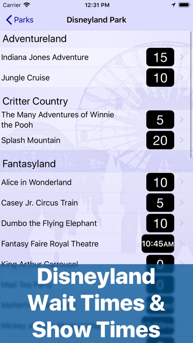 Wait Times at Disneyland screenshot1