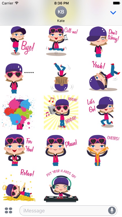 Animated Hip Hop GIRL Stickers for iMessage