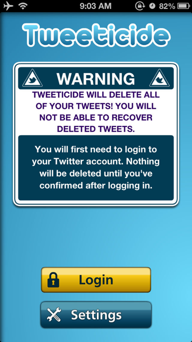Tweeticide - Delete All Tweets Screenshot 1