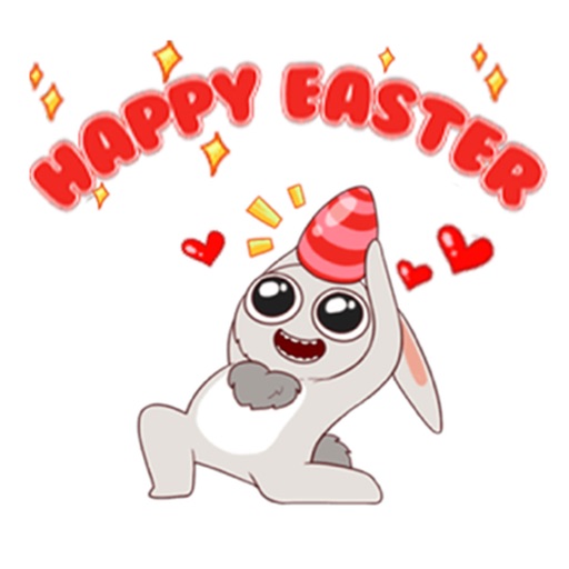 Cute Bunnies In Easter Sticker icon