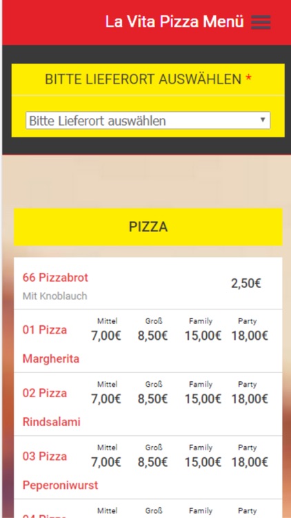 Pizzaservice La Vita