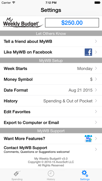 My Weekly Budget - MyWB screenshot
