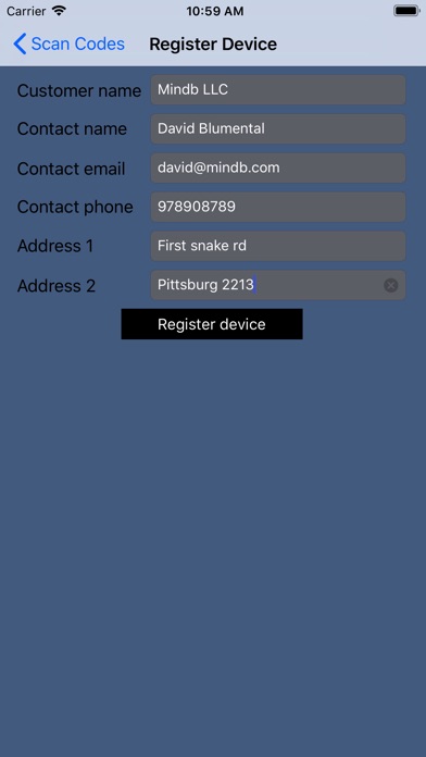 AMI Device Reg. screenshot 2