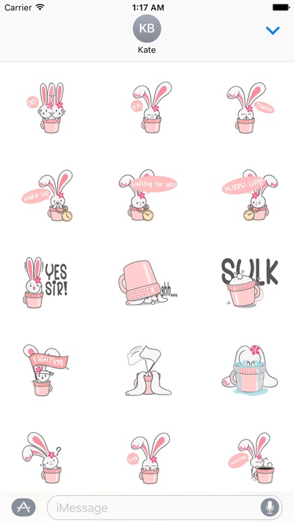 Lovely Bunny in A Cup Sticker