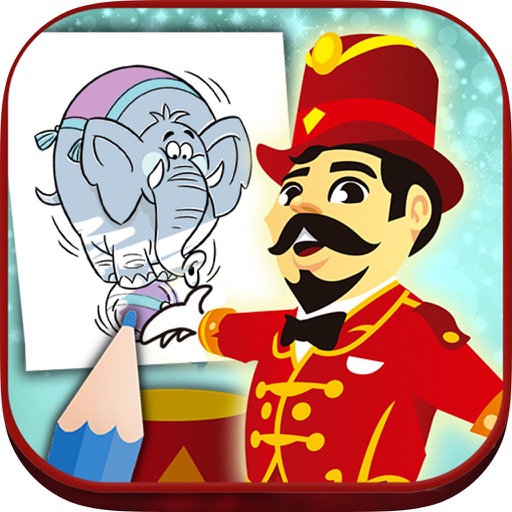 Circus coloring book to paint icon