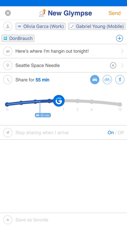 Glympse -Share GPS location with friends & family