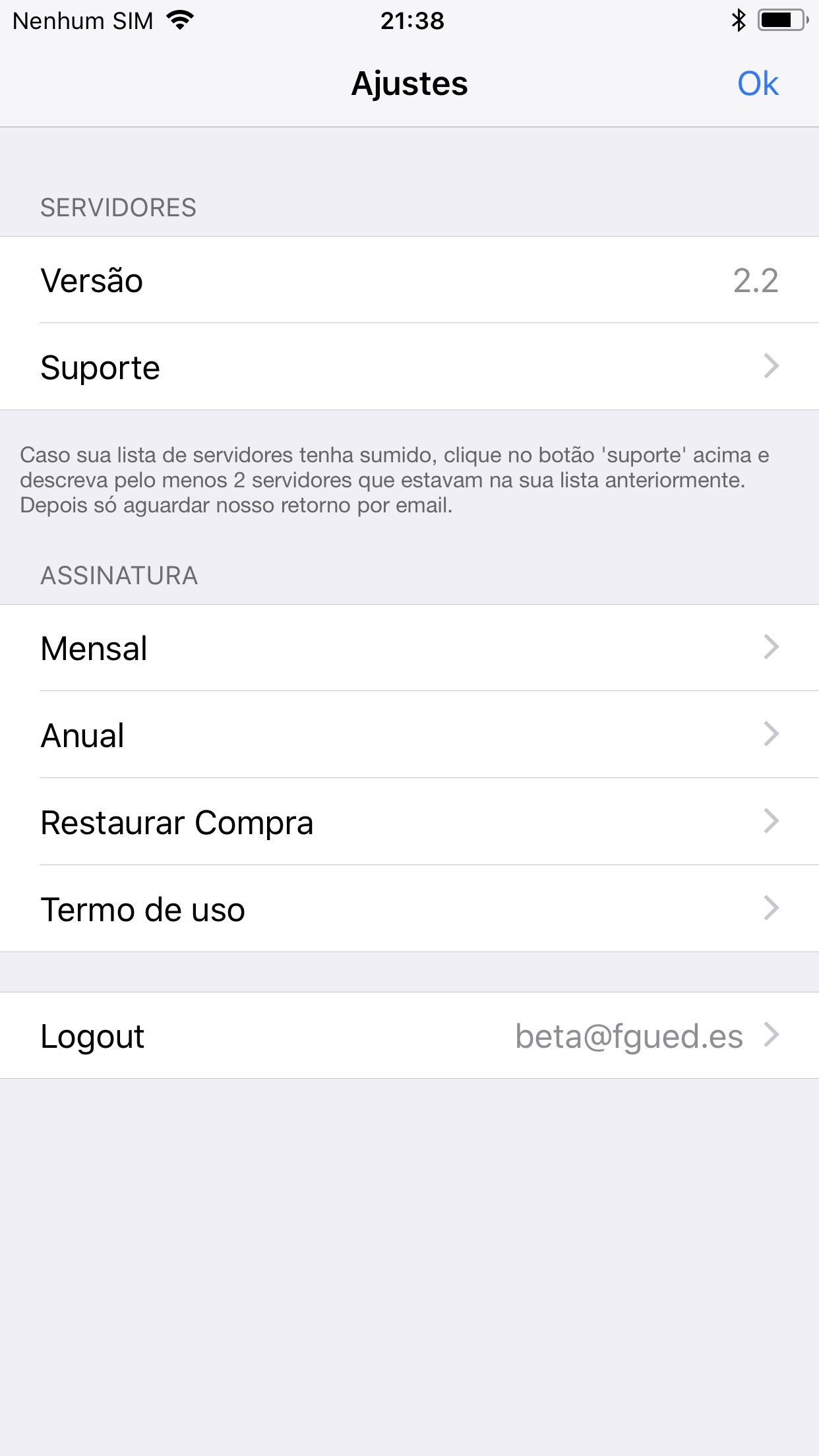 Screenshot do app Servidores App