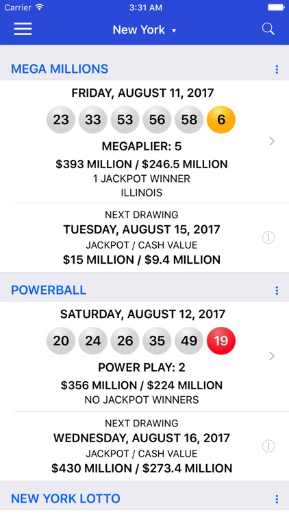 Lotto Results - Mega Millions Powerball Lottery
