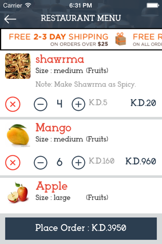 Kuwait food orders screenshot 3