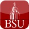 Bridgewater State University's redesigned mobile app features 21 popular student services including Courses, Blackboard, Email, Bus Tracker, Cancellations, Dining Hall, Library, Events, eBill, Connect Card, Safety, Holds, Laundryview, Maps, Sports, Directory, InNetwork, ResNet, Catalog, BSU News, Infobear and Smart Parking