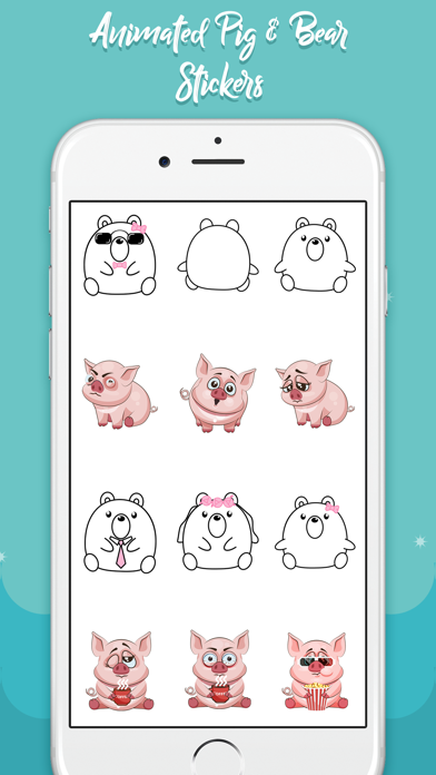 Animated Pig & Bear Stickers screenshot 2