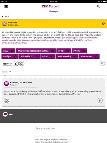 CLIC Sargent online community screenshot 3