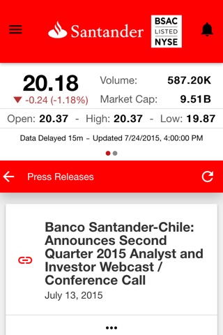 Investor (IR) Santander Chile screenshot 2