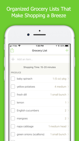 average grocery list