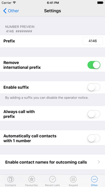 Rubrica4146: prefix dialer