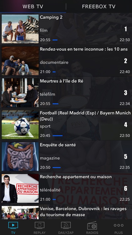 TV en direct, Replay, Guide TV